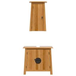 Berkfield Home 2 Piece Bathroom Furniture Set Solid Wood Pine in Brown - thumbnail 5