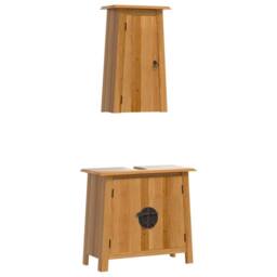 Berkfield Home 2 Piece Bathroom Furniture Set Solid Wood Pine in Brown