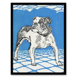Artery8 Dog Lover Bulldog Animal Portrait Moriz Jung Framed Wall Art Print in Blue - Size: A4 - thumbnail 1