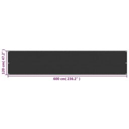 Berkfield Home Balcony Screen Anthracite 120x600 cm HDPE in Black - thumbnail 5