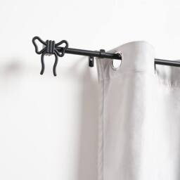 OHS Bow Finial Curtain Pole Extendable 16mm Metal End Rod in Black - Size: 120 cm - 210 cm