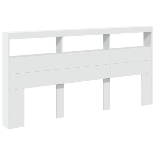 Berkfield Home Headboard Cabinet with LED White 200x17x102 cm - Size: 200 x 17 x 102 cm - image 1