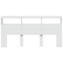 Berkfield Home Headboard Cabinet with LED White 200x17x102 cm - Size: 200 x 17 x 102 cm - thumbnail 4