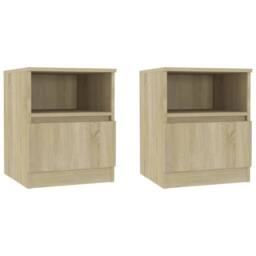Berkfield Home Durable Bed Cabinets 2 pcs Sonoma Oak 40x40x50 cm Engineered Wood in Natural - Size: 40 x 40 x 50 cm - thumbnail 3