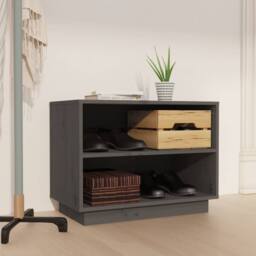 Berkfield Home Shoe Cabinet Grey 60x34x45 cm Solid Wood Pine - Size: 60 x 34 x 45 cm - thumbnail 2
