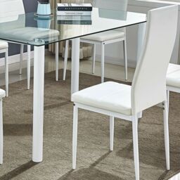 KOSY KOALA Glass Dining Table Set of 6 Kitchen Dining Table With 6 Chairs in White - thumbnail 4