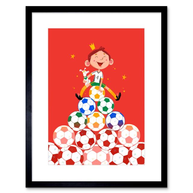 "Artery8 Wall Art Print Football Soccer Dog Art Framed 9x7 inch in Black - Size: W7"" x H9""" - image 1