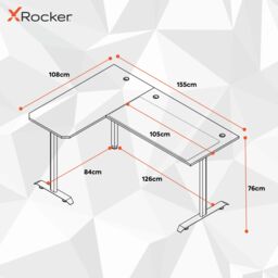 X Rocker Panther XL 155cm Corner Desk, Reversible Left or Right L Shape Desk in Grey - thumbnail 6