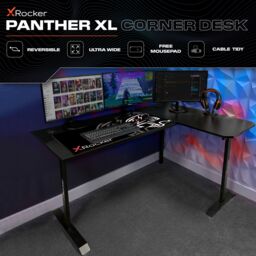 X Rocker Panther XL 155cm Corner Desk, Reversible Left or Right L Shape Desk in Grey - thumbnail 2