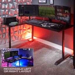 X Rocker Panther XL 155cm Corner Desk, Reversible Left or Right L Shape Desk in Grey - thumbnail 1