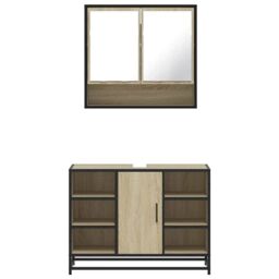 Berkfield Home 2 Piece Bathroom Furniture Set Sonoma Oak Engineered Wood in Brown - thumbnail 5
