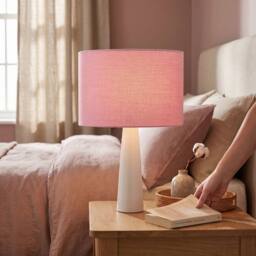 Happy Homewares Modern Designer Candy Pink Textured Linen Fabric Circular Lamp Shade - Size: 12 inches - thumbnail 6