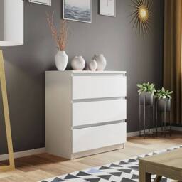 LUXURY LIFE Olivia Matt Chest of Drawers 3 Drawer Cabinet in White - thumbnail 1