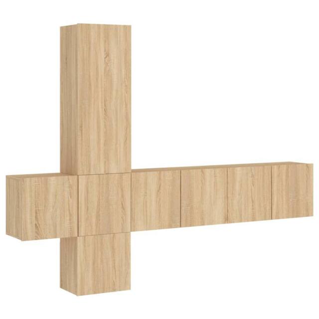 Berkfield Home 5 Piece TV Wall Units Sonoma Oak Engineered Wood in Light Brown - image 1