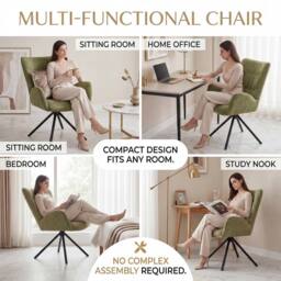 SONARA Single Luxury Chenille Swivel Accent Chair for Living Room in Green - thumbnail 9