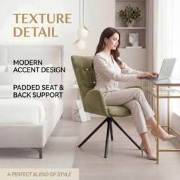 SONARA Single Luxury Chenille Swivel Accent Chair for Living Room in Green - thumbnail 3