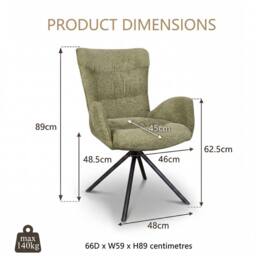 SONARA Single Luxury Chenille Swivel Accent Chair for Living Room in Green - thumbnail 2