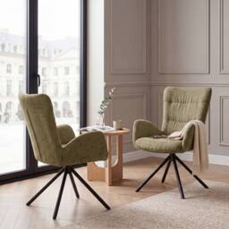 SONARA Single Luxury Chenille Swivel Accent Chair for Living Room in Green - thumbnail 4