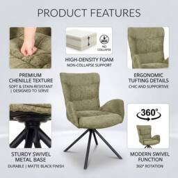 SONARA Single Luxury Chenille Swivel Accent Chair for Living Room in Green - thumbnail 7