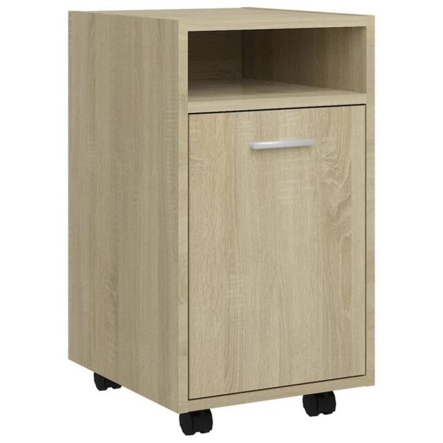 Berkfield Home Side Cabinet with Wheels Sonoma Oak 33x38x60 cm Engineered Wood in Light Oak - Size: 33 x 38 x 60 cm