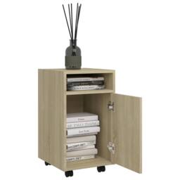 Berkfield Home Side Cabinet with Wheels Sonoma Oak 33x38x60 cm Engineered Wood in Light Oak - Size: 33 x 38 x 60 cm - thumbnail 3