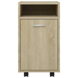 Berkfield Home Side Cabinet with Wheels Sonoma Oak 33x38x60 cm Engineered Wood in Light Oak - Size: 33 x 38 x 60 cm - thumbnail 4