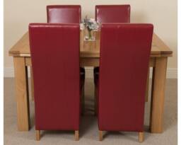 Thats Furniture Richmond 140-220cm Oak Extending Dining Table & 4 Lola Leather Chairs in Red - thumbnail 2