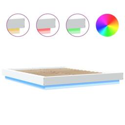 Berkfield Home Durable Bed Frame with LED Lights without Mattress White 150x200cm - Size: 150x200 cm - thumbnail 8