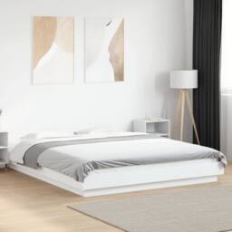 Berkfield Home Durable Bed Frame with LED Lights without Mattress White 150x200cm - Size: 150x200 cm - thumbnail 2