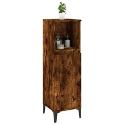 Berkfield Home Bathroom Cabinet Smoked Oak 30x30x100 cm Engineered Wood in Brown - Size: 30 x 30 x 100 cm - thumbnail 5
