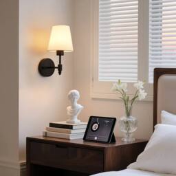 Harper Living Set of 2 Black Wall Lights, Fabric Lamps with Remote - thumbnail 6