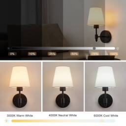 Harper Living Set of 2 Black Wall Lights, Fabric Lamps with Remote - thumbnail 2