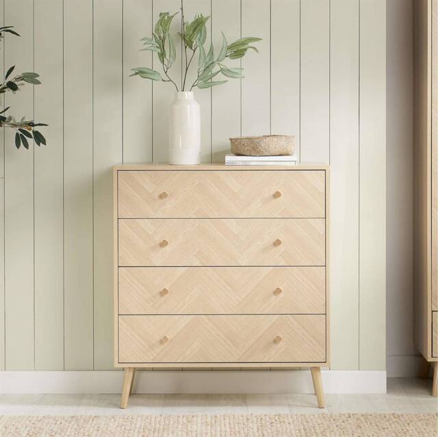 Birlea 4 Drawer Oak Brown Wooden Chest Herringford in Light Oak - image 1