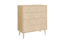 Birlea 4 Drawer Oak Brown Wooden Chest Herringford in Light Oak - thumbnail 6