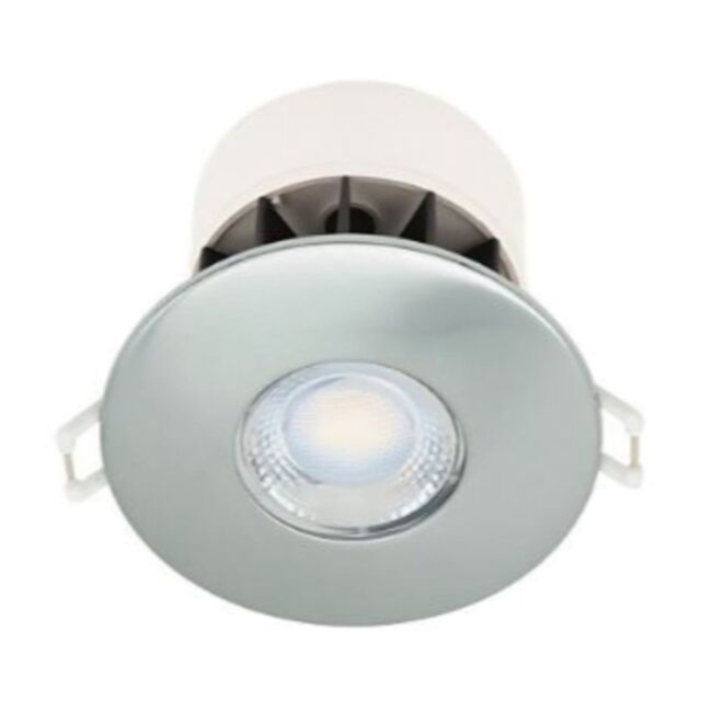 First Choice Lighting Set of 10 Fire Rated Brushed Steel LED Bathroom Recessed Downlights in Silver - image 1