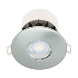 First Choice Lighting Set of 10 Fire Rated Brushed Steel LED Bathroom Recessed Downlights in Silver