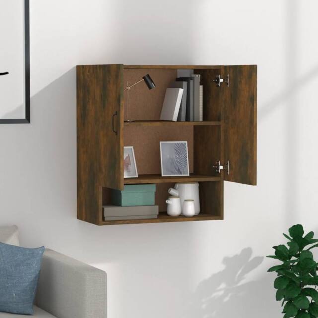 Berkfield Home Wall Cabinet Smoked Oak 60x31x70 cm Engineered Wood in Brown - Size: 60 x 31 x 70 cm - image 1