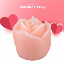 VFM e-Store Valentines Scented Rose Candle Loved Ones-Romantic Gift-Present 5 in Pink - thumbnail 3
