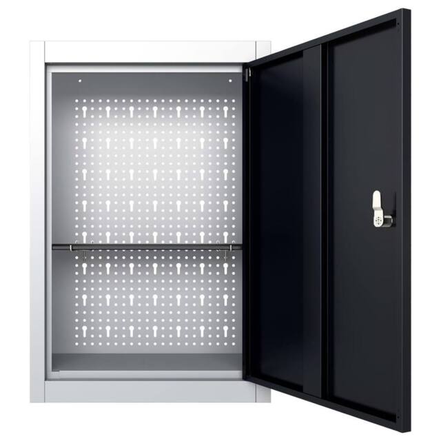 Berkfield Home Wall Mounted Tool Cabinet Industrial Style Metal Grey & Black - image 1