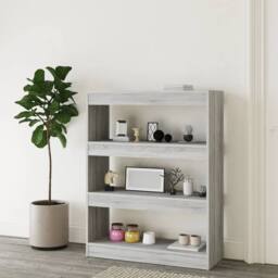 Berkfield Home Book Cabinet/Room Divider Grey Sonoma 80x30x103 cm Engineered wood - Size: 80 x 30 x 103 cm - thumbnail 6