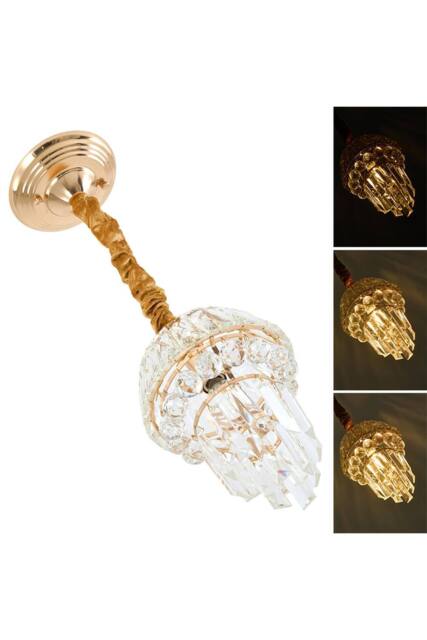 Living and Home Elegant Crystal Pendant Light in Gold - image 1