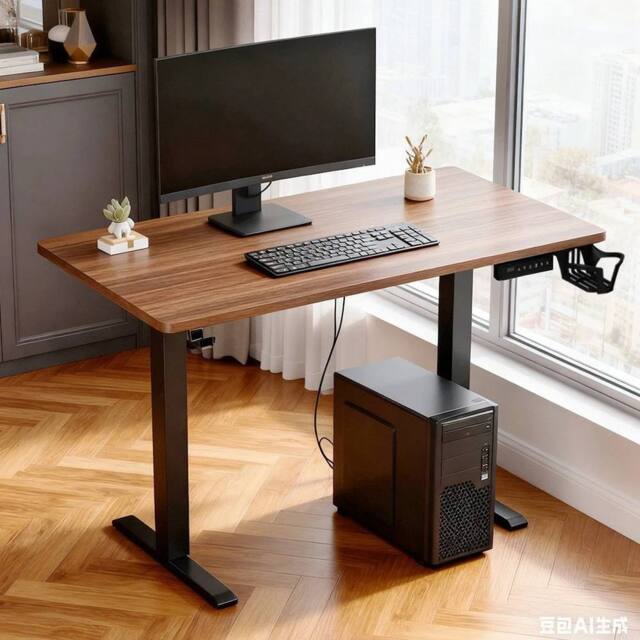 Kelvenix NEW Height Adjustable Electric Standing Desk in Brown - Size: 0.6m2 - image 1