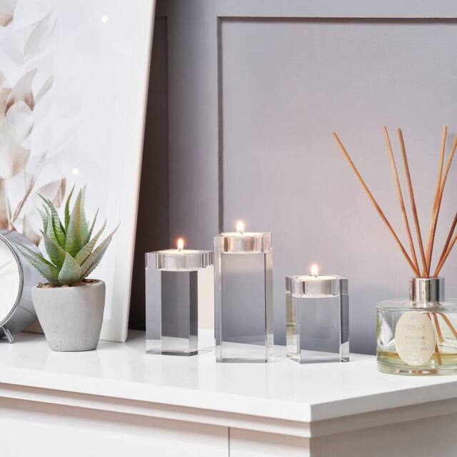 SPETLEK Crystal Tealight Holder Set Clear Glass Candle Holder For Dining Table - image 1