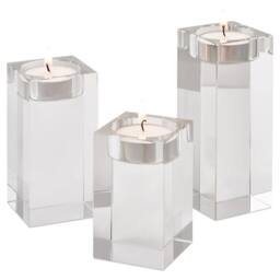 SPETLEK Crystal Tealight Holder Set Clear Glass Candle Holder For Dining Table - thumbnail 2