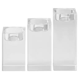 SPETLEK Crystal Tealight Holder Set Clear Glass Candle Holder For Dining Table - thumbnail 3