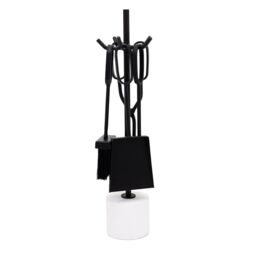 Charles Bentley Birch Fireside Companion Set with Stand Poker Shovel Brush Tongs Tool Stand Iron in Black - thumbnail 4
