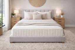 Nexus Mattresses Ltd Essential Rome Memory Foam Open Coil Sprung Mattress - 9 INCH in White - Size: Double - thumbnail 1