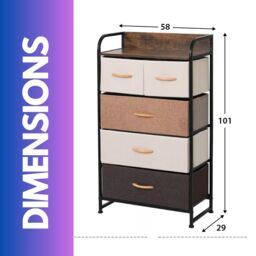 FURNOS 5 Fabric Drawer Bedroom Dresser With Large Drawers in Brown - thumbnail 5