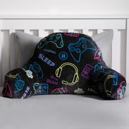 OHS Kids Gaming Cushion Bed Pillow Reading Gamer Support Arms Lumbar Chair in Black - thumbnail 2