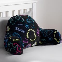 OHS Kids Gaming Cushion Bed Pillow Reading Gamer Support Arms Lumbar Chair in Black - thumbnail 1